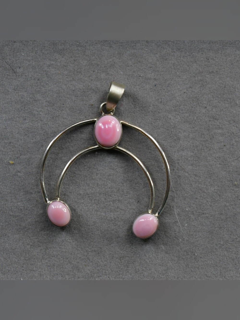 Pink Conch Naja Triple Stone Sterling Silver